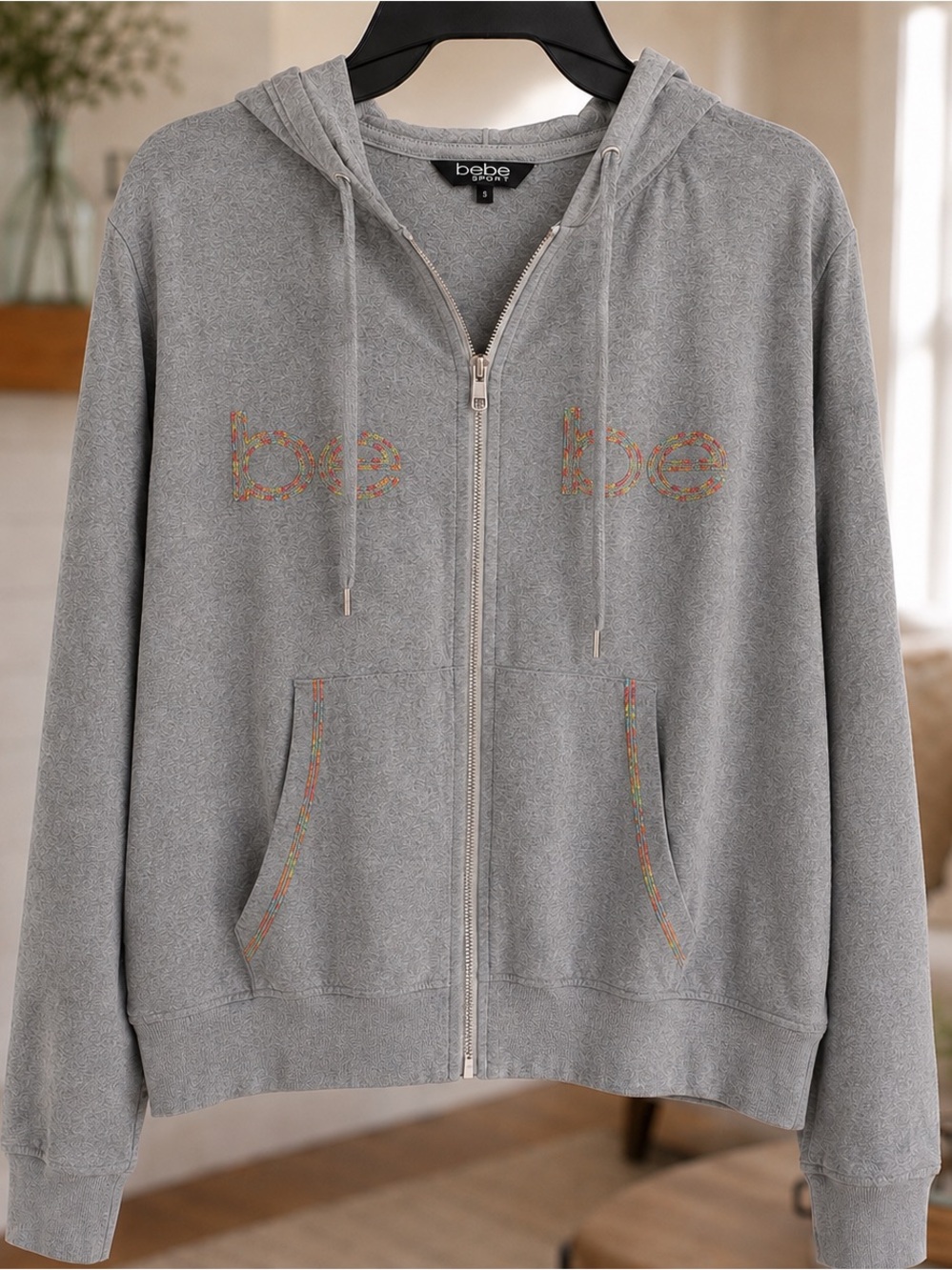 Bebe Heather Grey Surf Terry Zip Hoodie 99.00